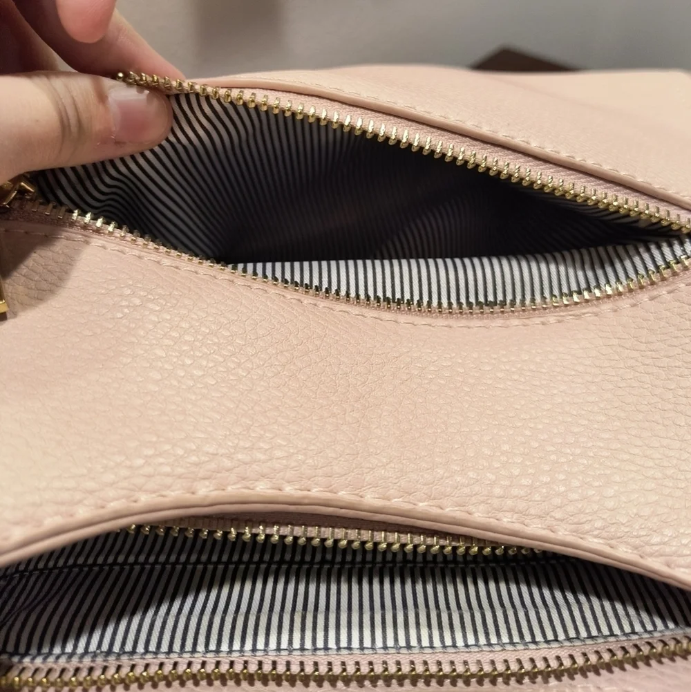 Miztique Vegan Leather Handbag pink blush women's crossbody handle woven girl lu